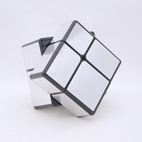Bukefuno QY Toys Cube magique 2 x 2 miroir Argent Populaire par les enfants pour le divertissement à la maison et en fam