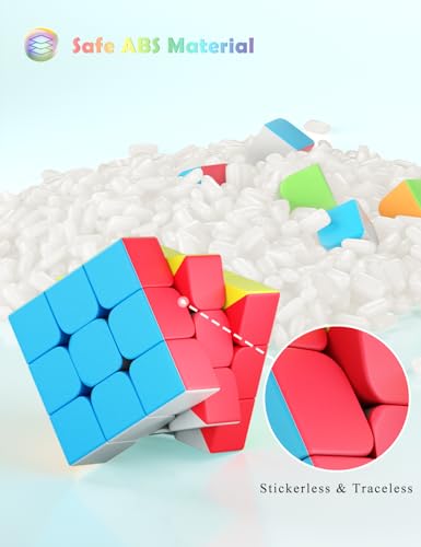 ROXENDA Cube de Vitesse 2X2 3X3 4X4 [4 Pack] pour Enfants, Jouets éducatifs sans Autocollants