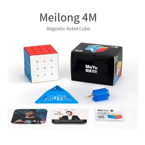  XMDCuber MoYu Meilong 4M 4x4 Magique Cubo - Bonne pour les Experts - Anti-Pop et Pistons Doux (Version M) - 59mm