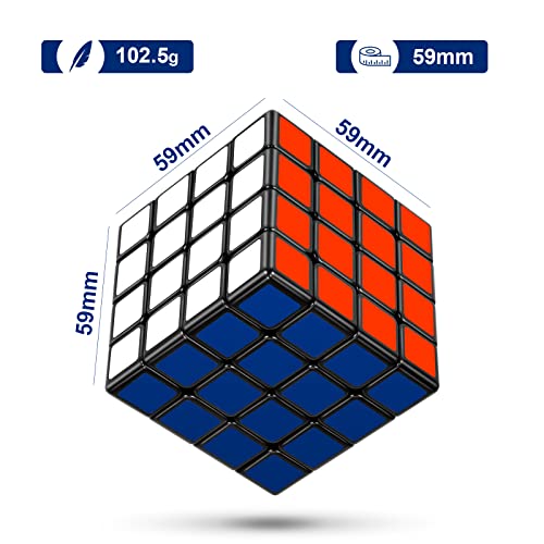 ESSALOO Cube Magique 4x4 Noir pour Professionnels et Amateurs, Jeux de SpeedCube 4x4 Cadeaux pour Hommes et Garçons, Mei