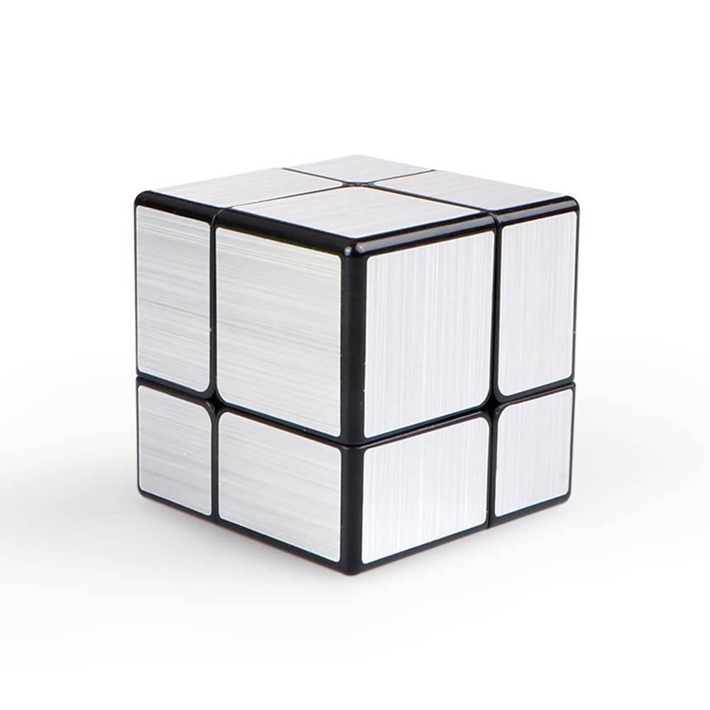 Bukefuno QY Toys Cube magique 2 x 2 miroir Argent Populaire par les enfants pour le divertissement à la maison et en fam