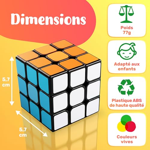 CUBIDI® Cube de Vitesse 3x3 - Tourne Vite et Lisser comme l'Original - Casse-Tête Adultes/Etudiants + Enfants 3x3x3 - Ul