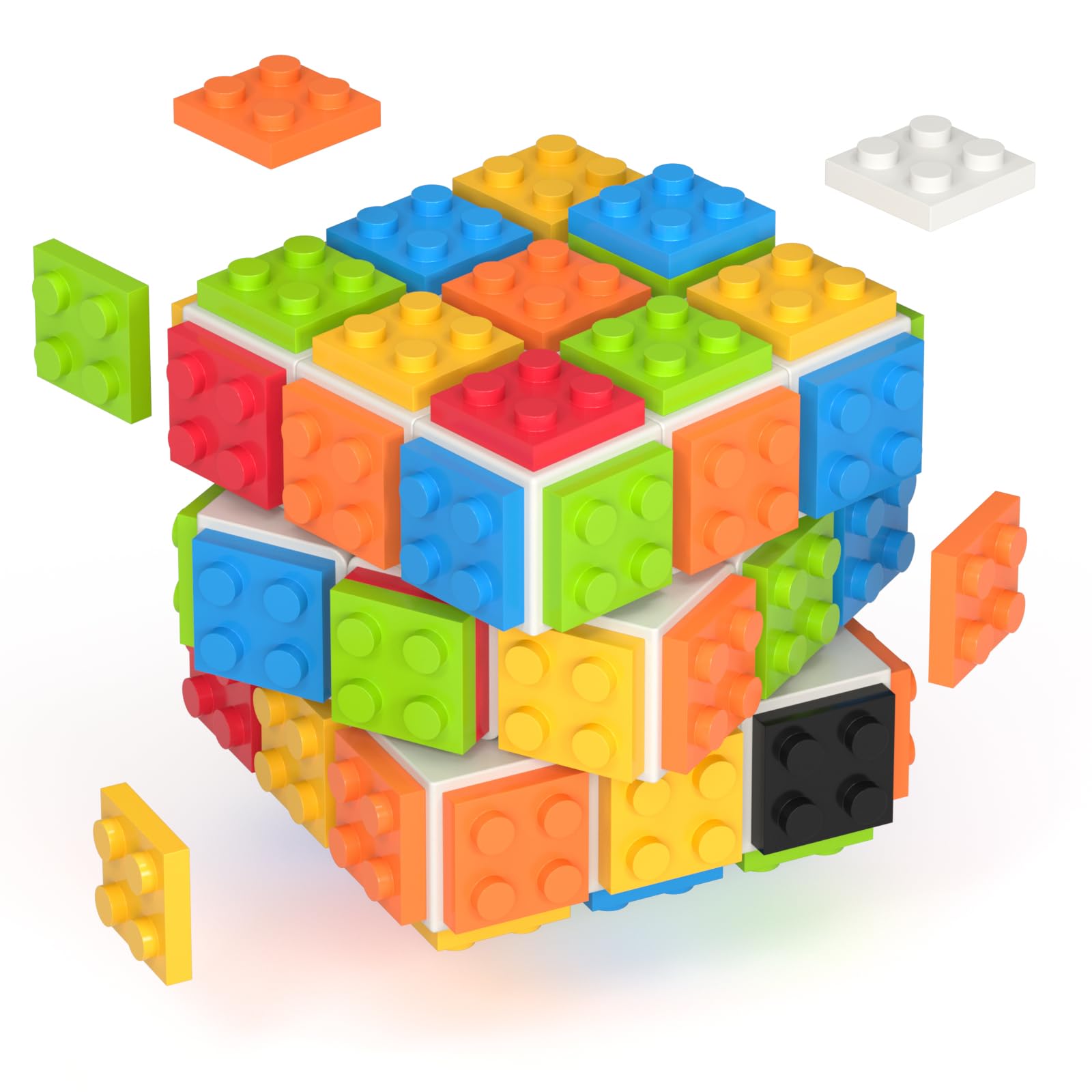 Roxenda Cube de Vitesse Magique 3x3 avec Briques Puzzle Cube avec Blocs de Construction Créatifs Puzzle 3D Rapide et Amu
