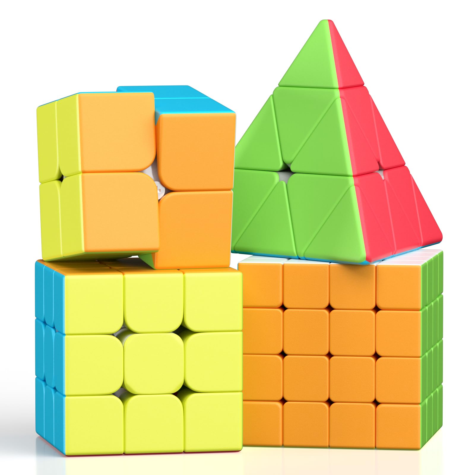 ROXENDA Cube de Vitesse 2X2 3X3 4X4 [4 Pack] pour Enfants, Jouets éducatifs sans Autocollants